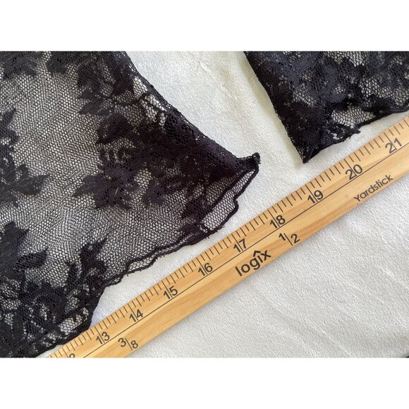 Sheer Black Floral Lace Long Sleeve Whimsigoth Top Size Large Whimsygoth - Picture 3 of 10